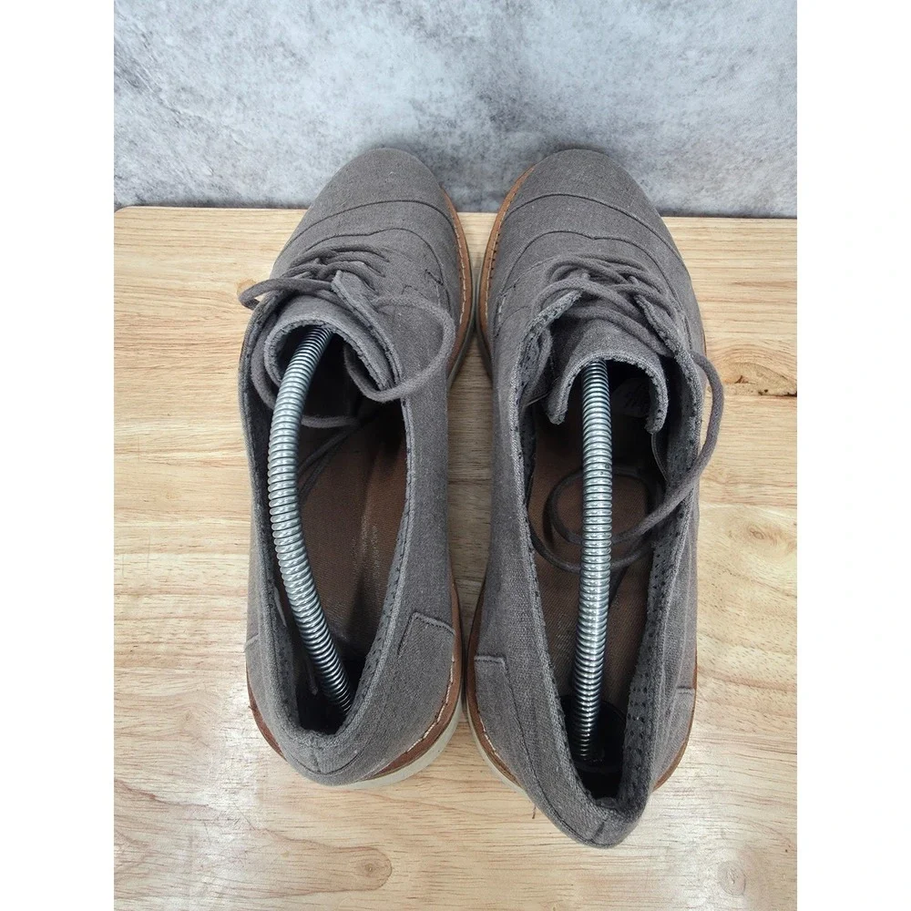 TOMS Brogue Shoes Men's 12 Gray Canvas Casual Wingtip Oxford Sneakers